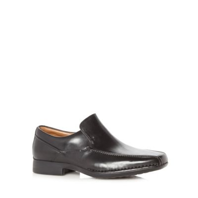 Clarks Big and tall black 'Francis Flight' leather slip on shoes